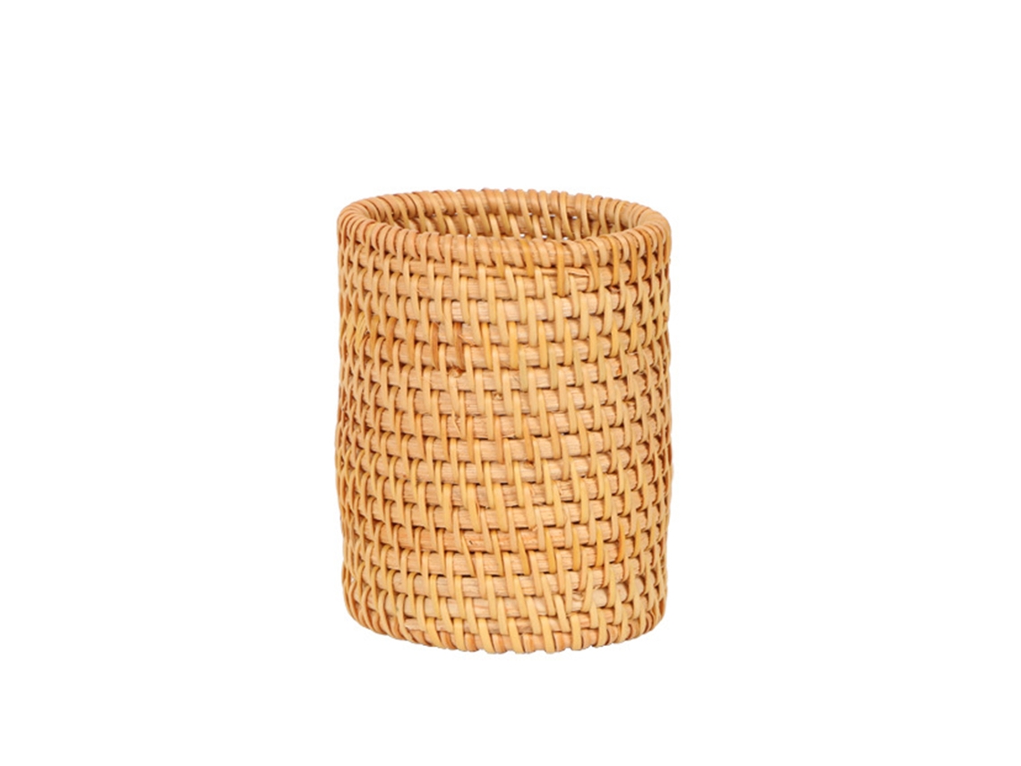 Porta Canetas E Pinceis De Maquiagem De Rattan Tecido À Mão, Organizador De Cozinha