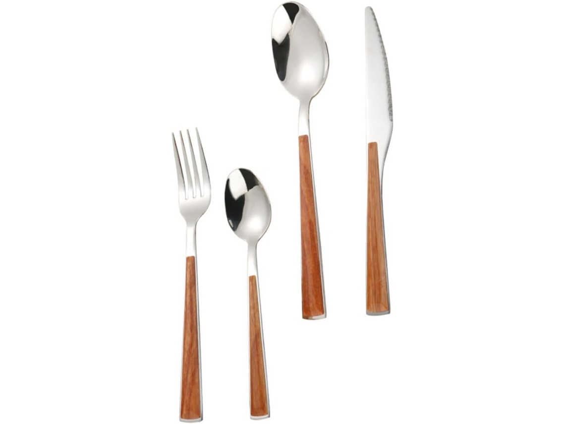 Conjunto De Talheres De Aço Com Cabos Imitando Porcelana, Incluindo Colher Grande E Pequena