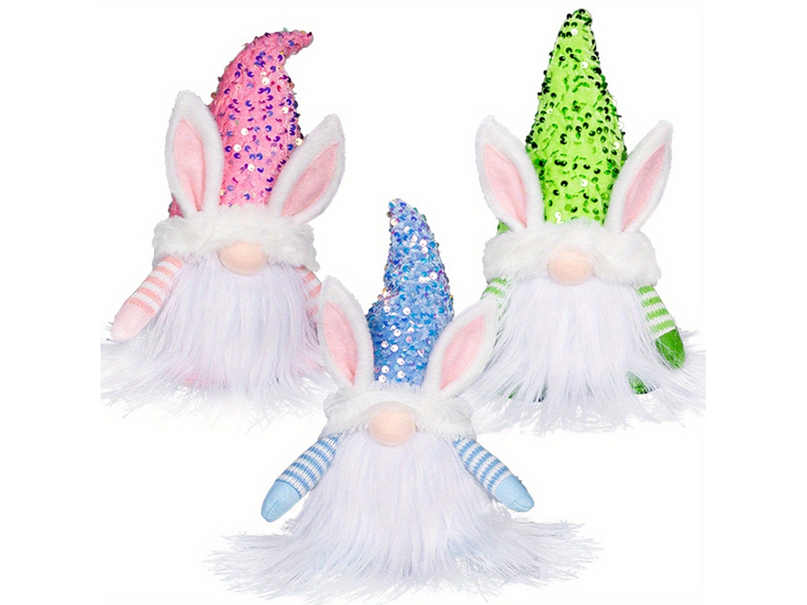 Coelhinho Da Páscoa Com Lantejoulas Coloridas Leves Rudolph Rosa Verde Azul Coelho Boneca Zeuxo