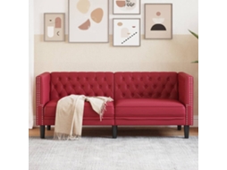 Vidaxl Sofá Chesterfield 2 Lugares Couro Artificial Vermelho Tinto