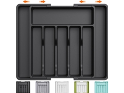 Lurelia Bandeja Para Talheres, Ajustável, Em Plástico Pp, 8 Compartimentos, Para Gaveta De Cozinha, 57 X 38 X 5 Cm, Sem Bpa, Uso Diário