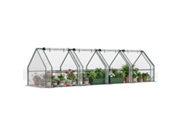Mini Serre De Jardim Mini Serre Túnel 4 Janelas Com Fechos Em Zíper Aço Pe 140 G/m² Anti-uv 360x90x90cm Transparente