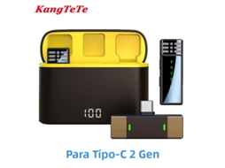Microfone de Lapela Sem Fio , com Cancelamento de Ruído, Compatível com Iphone, Inclui Estojo de Carregamento Tipo C. MDUG (tipo C)