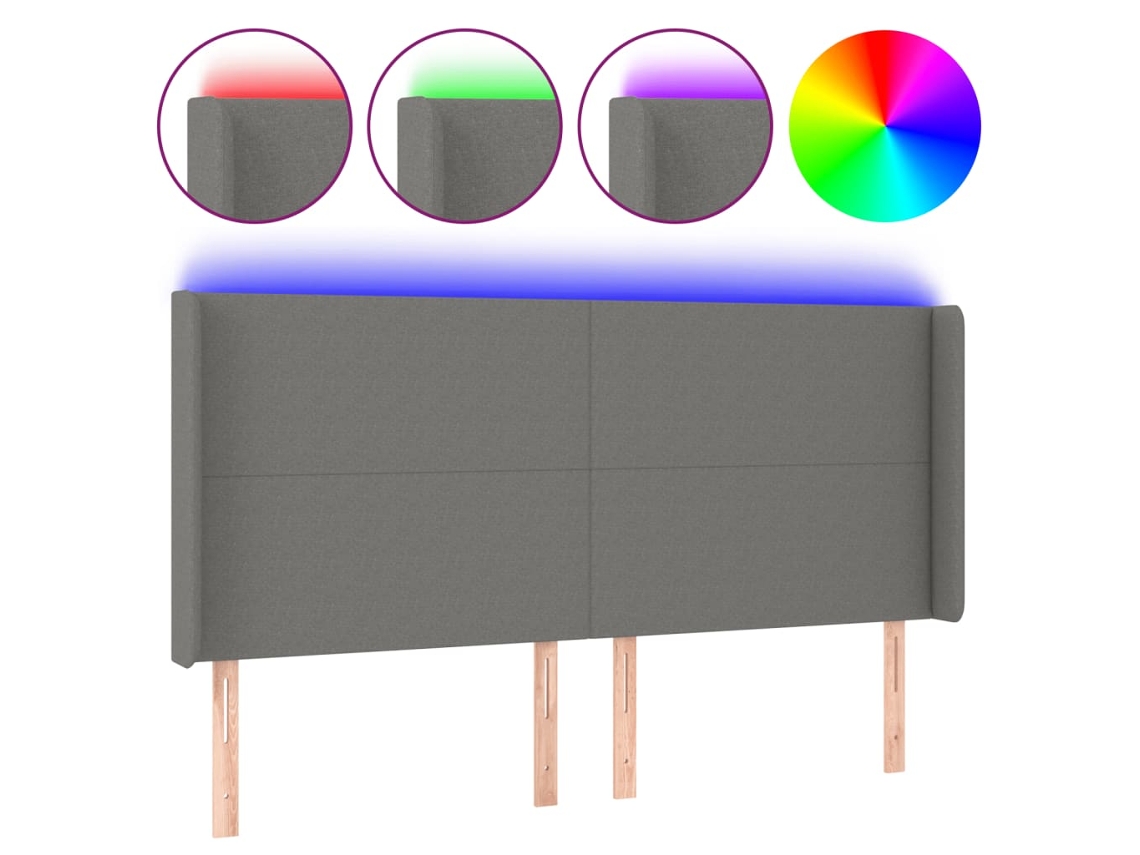 Led Headboard, Led Headboards Vidaxl Cinzeto Tecido (163 X 16 X 118/128 Cm)