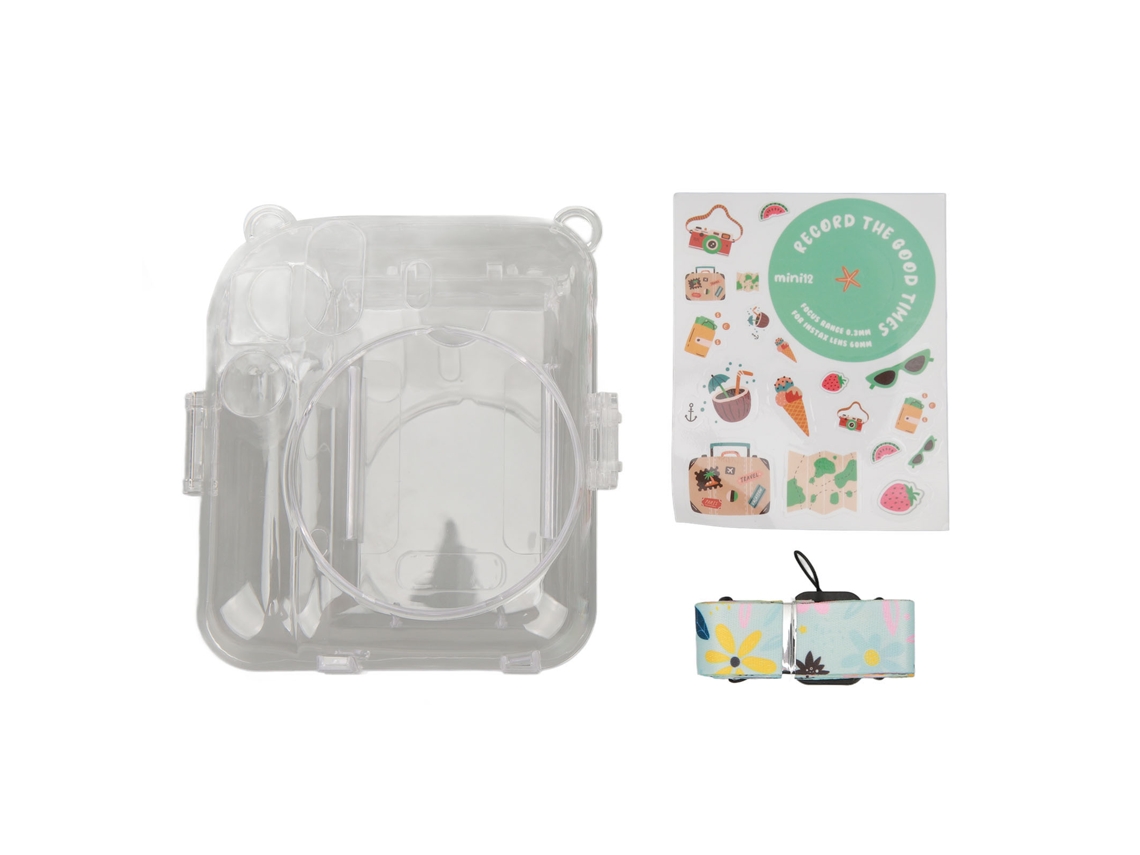 Funda Para Cámara Instantánea Instax Mini 12 Verde Com Correia E Adesivos Protetora Duradoura De Capa Dura Transparente