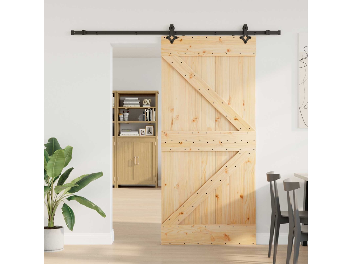 Vidaxl Porta Deslizante Narvik Natural E Preto 100 X 210 Cm (213,5 Cm)