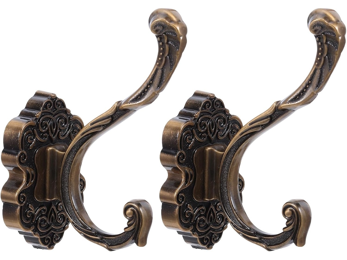 Conjunto De 2 Ganchos Parede Vintage Dourados Para Roupas E Toalhas,