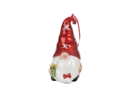 Caixa de Presente com Enfeite de Árvore Gnome Vermelho e Chapéu LAXISCREED