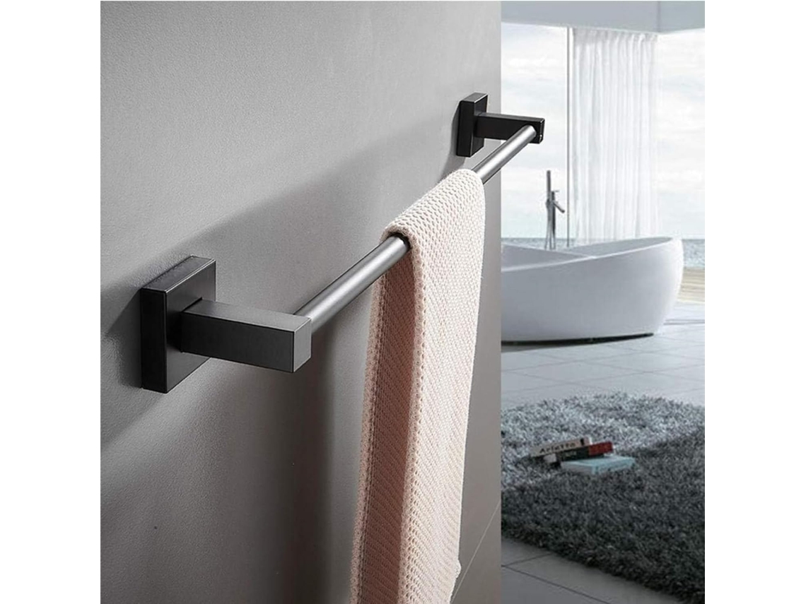 Toalheiro De Parede Preto Com Uma Barra, Para Banheiro, Em Aço Inoxidável 304, Decoração Moderna Para Casa, 70cm 28 Polegadas