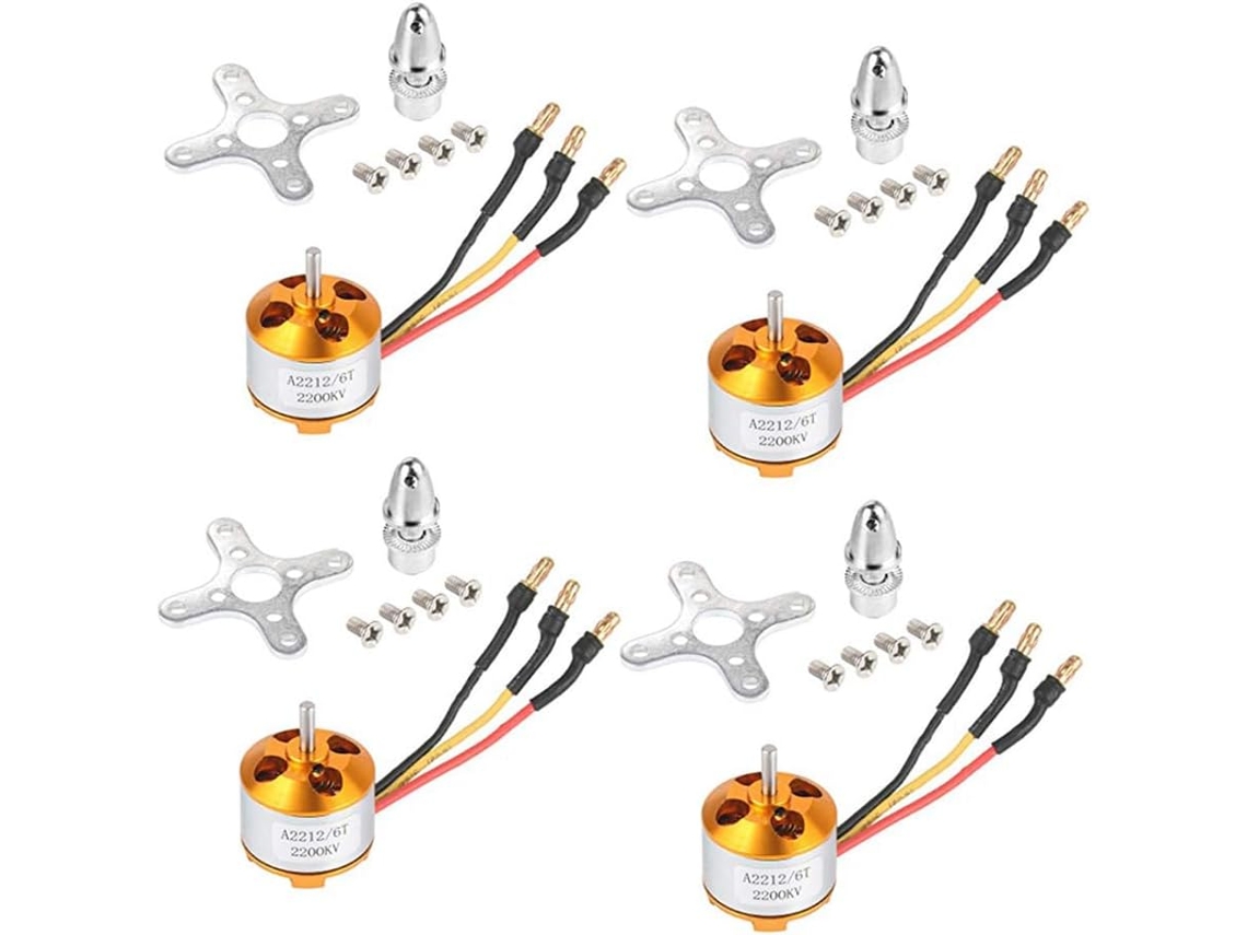 Conjunto de 4 Motores Brushless 2212 2200kv com Suportes 6t para Peças de Reposição de Aeromodelos e Multirotores Rc Diy. SFUSHOS
