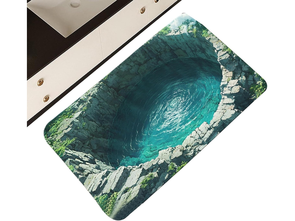Tapete Com Ilusão 3d, Antiderrapante, Absorvente, Lavável, Com Design De Cachoeira |