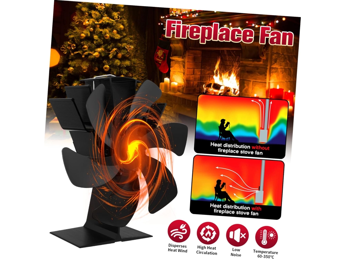 Ventilador de Chaminé com Lâminas Térmicas para Otimizar a Circulação de Ar Quente em Fogões a Pellets e SFUSHOS