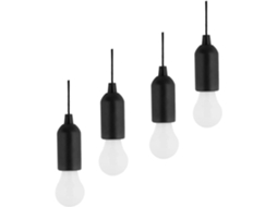 Abaodam 4 Luzes Noturnas Led Pretas Com Fio De Puxar, Portáteis,