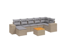 Conjunto de 8 Sofás para Jardim com Almofadões Vime Pe Bege MAISON EXCLUSIVE (8 pcs)