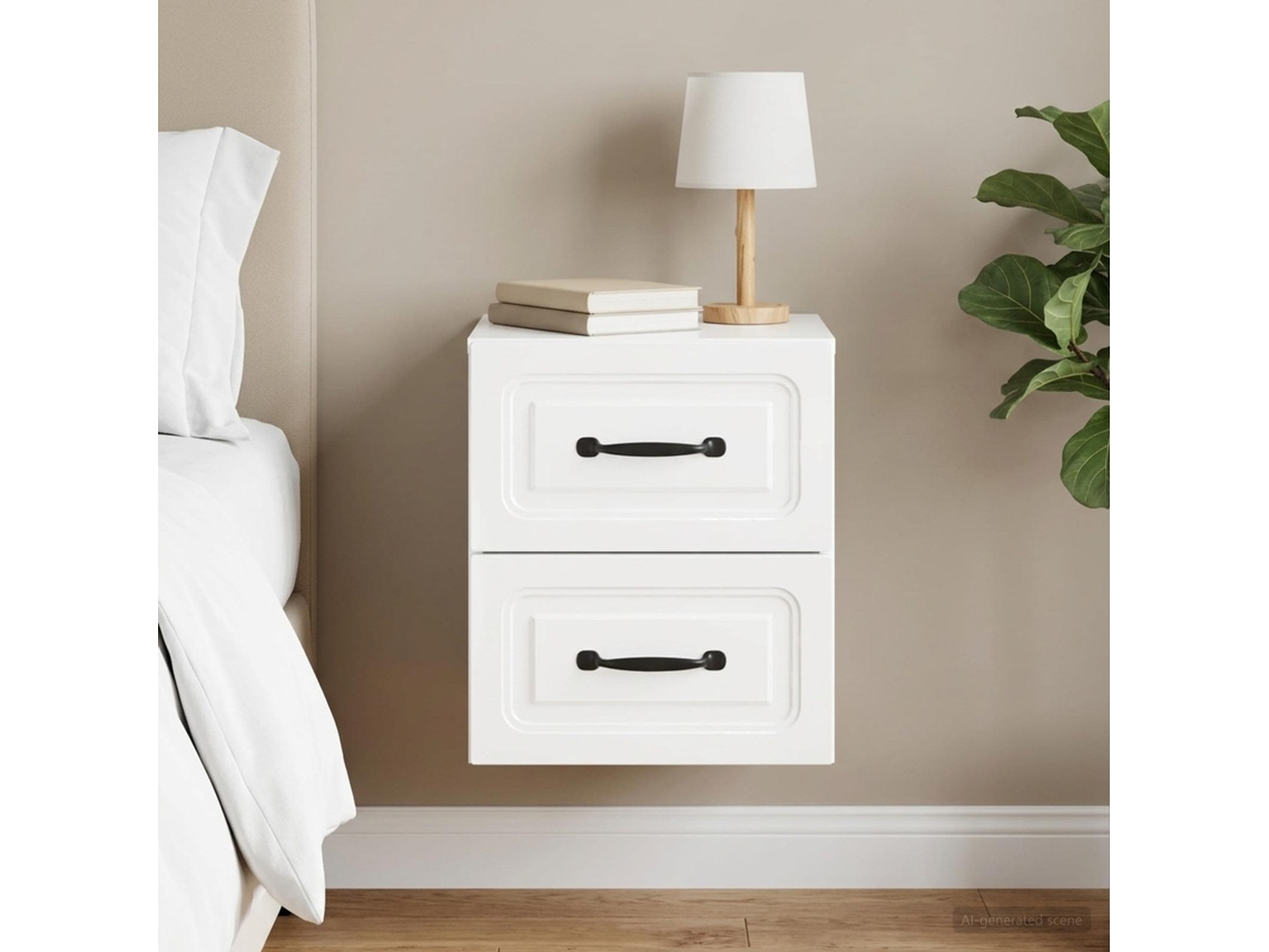 Vidaxl Gabinete De Canto Montado Na Parede Com Gaveta Branco Brilhante