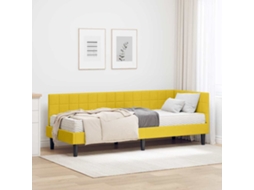 Vidaxl Estrutura de Cama de Canto com Colchão 2 Pcs Amarelo Veludo