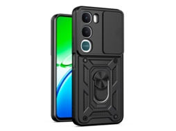 Capa Tumundosmartphone Protetora Resistente Com Anel Giratório Preta Para Vivo Y31 5g / Y21d