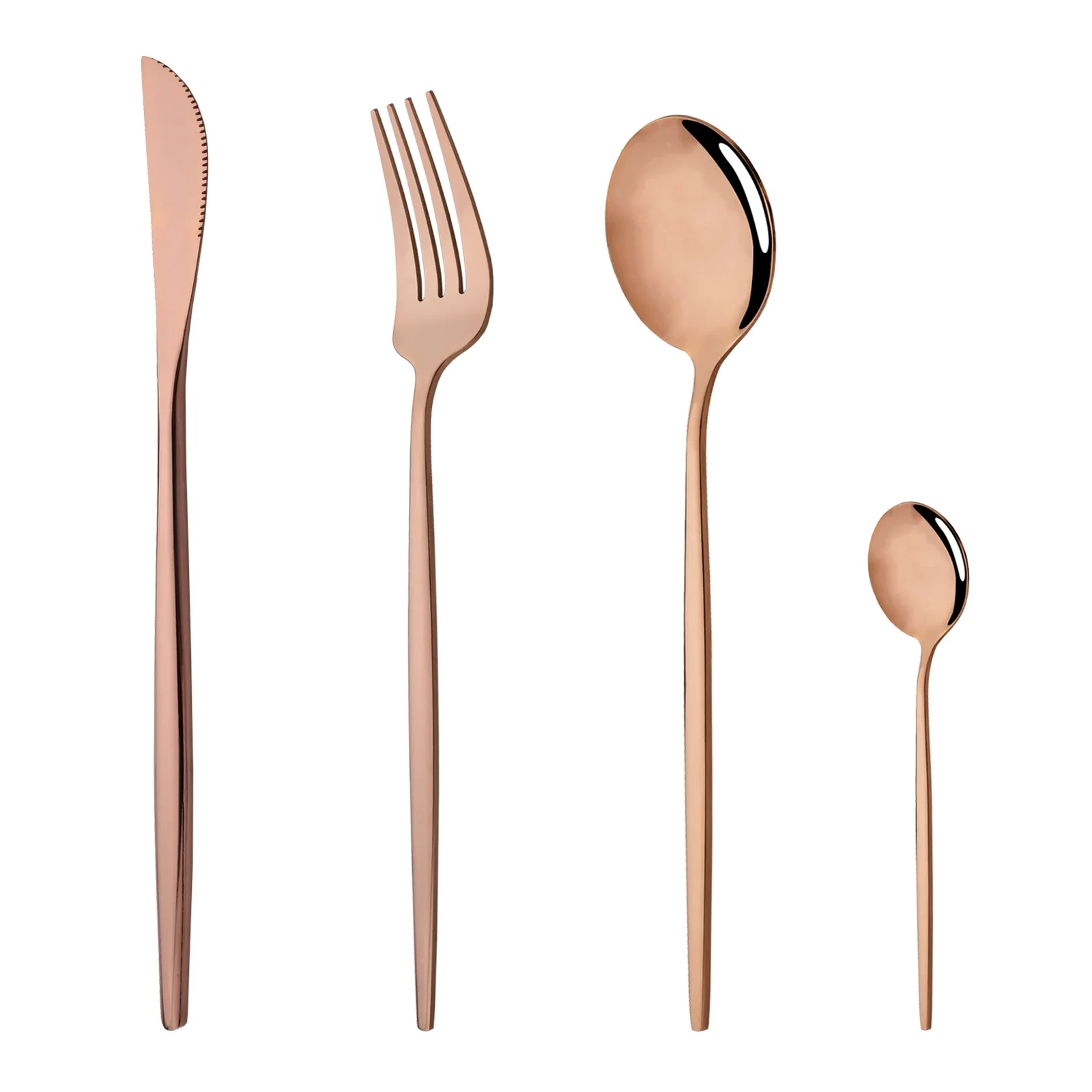 MDUG (conjunto de Talheres de Aço Inoxidável de 4 Peças, Faca, Garfo e Colher Estilo Ocidental)