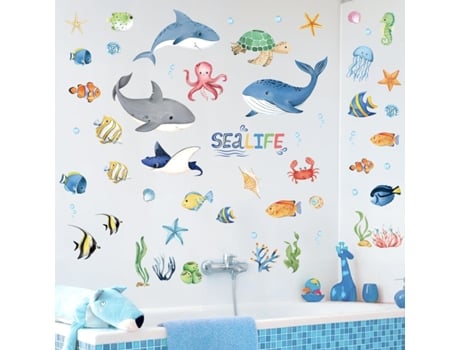 Cena Submarina Autocolante Com Golfinhos E Tartarugas Aiailikill