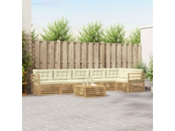 Vidaxl Conjunto De Sofás Para Exterior 7 Unid. Branco E Creme