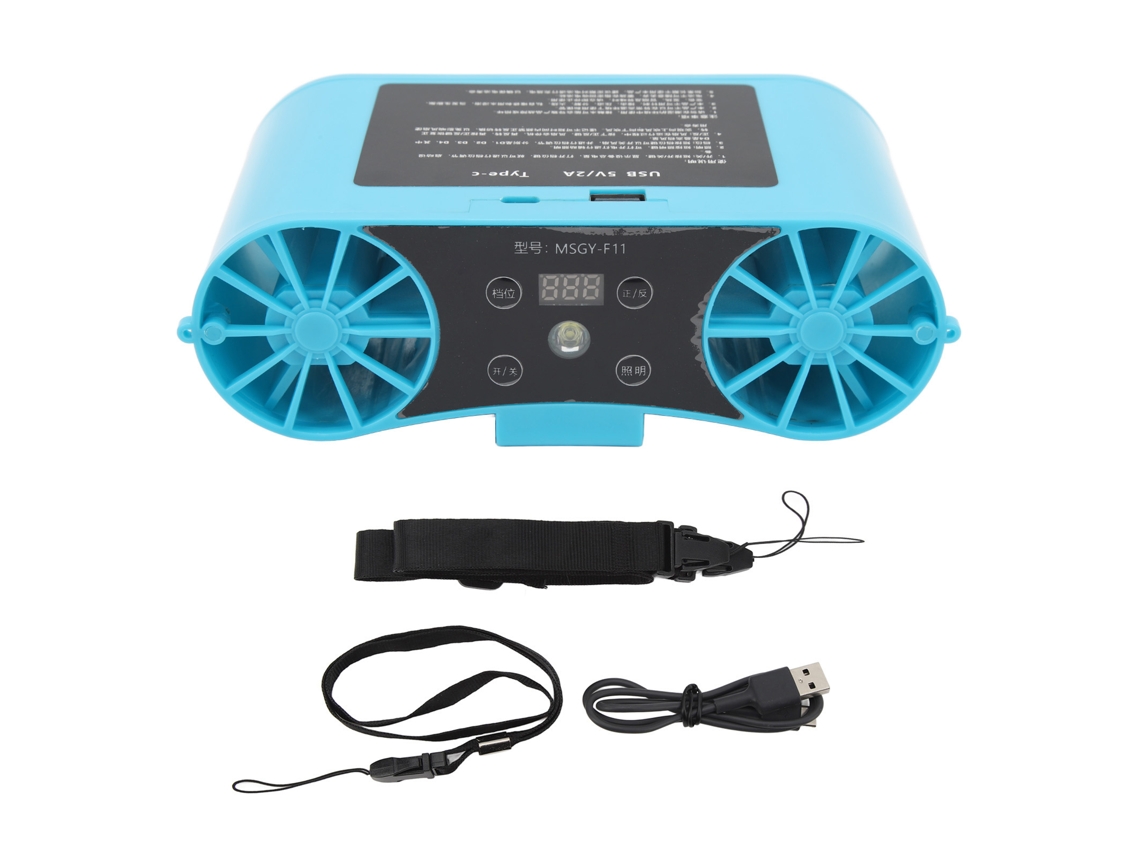 Ventilador Portátil de Cintura com Lanyard Azul 15000mah