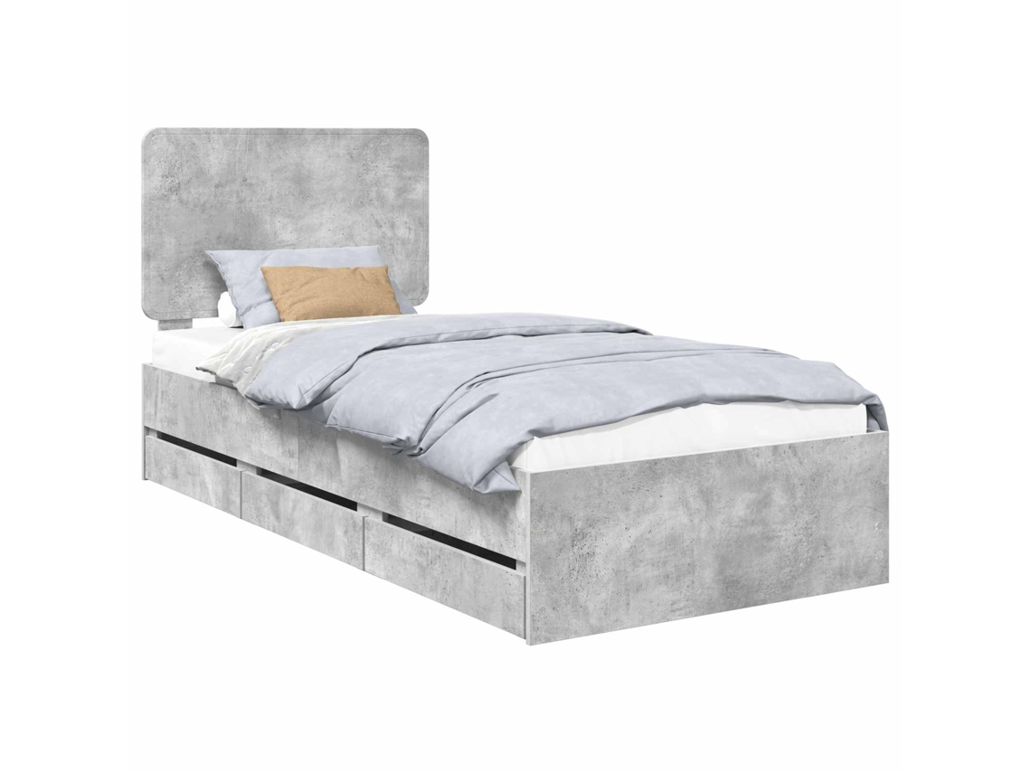 Estrutura de Cama MAISON EXCLUSIVE Cinzento 90 X 190 cm Madeira de Engenharia
