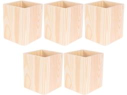 Conjunto De 5 Porta Lápis De Madeira Bruta, Organizador De Mesa Versátil Para Canetas, Pincéis, Maqu Gokoco