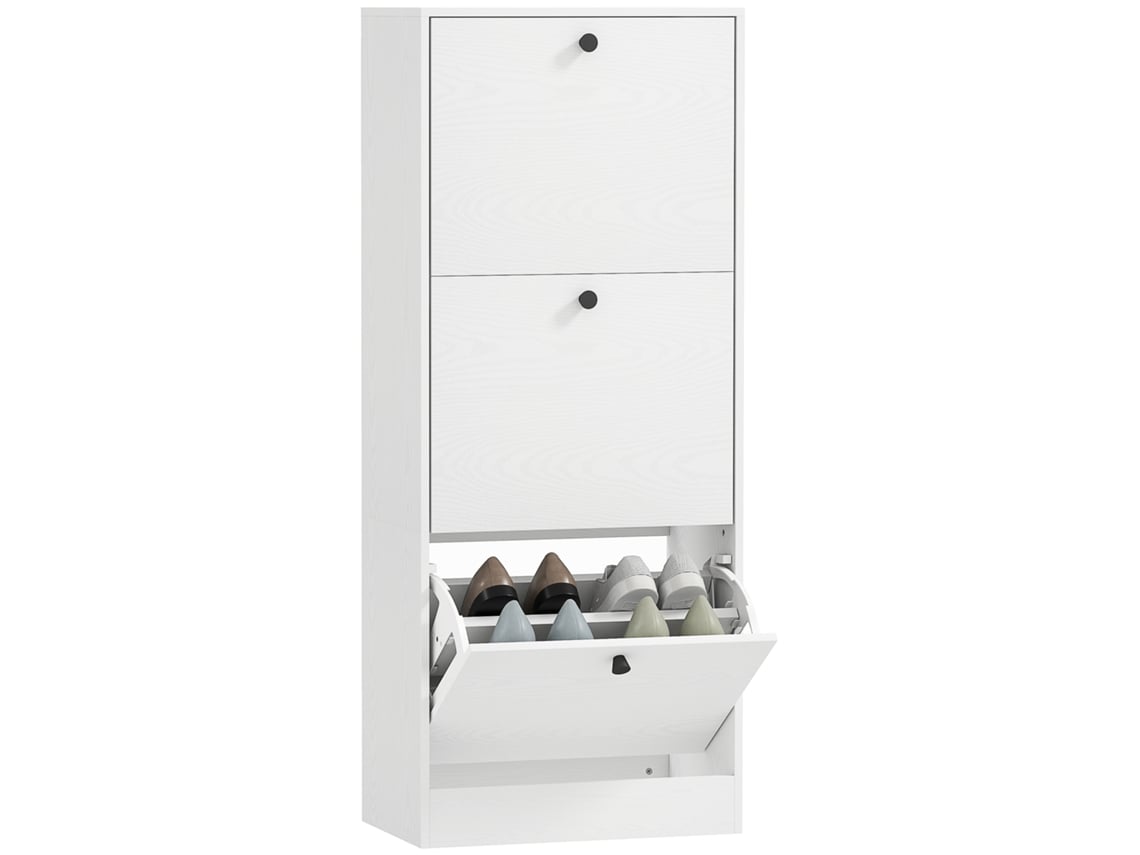 Sapateira Melamina de Madeira Cor Branco 47x28x115 cm Homcom