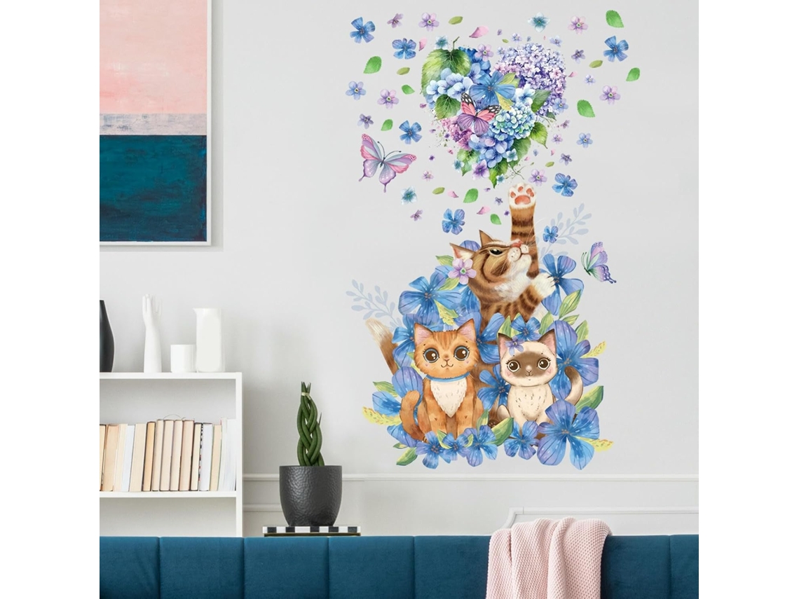 Jm Life Desenho Animado Peint Papillon Pussycat Adesivos Muraux Enfants Quarto À Coucher Decoração À La Maison