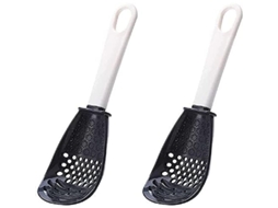 2026 cucharas de Cozinha Multifuncionais, Strainer, Ralo, Resistente Ao Calor, Não Tóxico, para Cozinhar, Escorrer, Moer (preto)