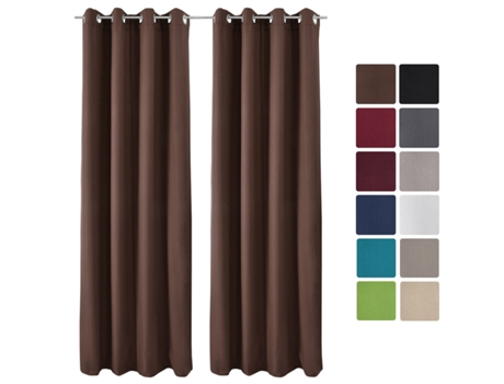 Amelie To Cortina com Ilhós 140X245Cm Castanho 2Pcs BEAUTISSU