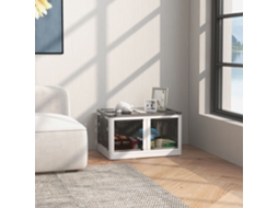 Caixa Armazen. Empilhável com Tampa 69l Contentor Organizadora Dobrável C/rodas 60x42x34 Cm Branco