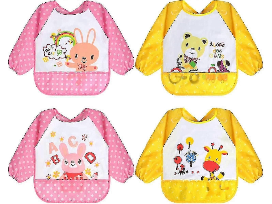 Conjunto De 5 Babadores De Manga Comprida Para Bebê, Babador Impermeável Com Manga, Babadores Para Bebês De 6 A 36 Meses_tigu