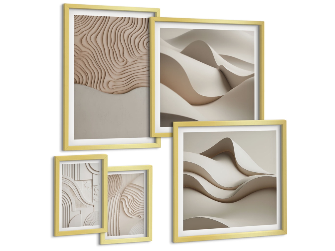 Composição De Quadros Ilustrações De Cidades Retrô Moldura Dourada Imagens Para Um Quarto Infantil Espelharte (conjunto De 5 Imagens)
