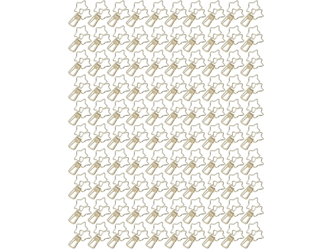 Clips De Estrela Metal Dourado, Com Design Vazado Divertido E Funcional, 100 Peças Resistentes Documentos, Papéis