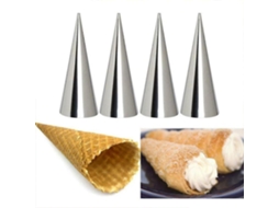 Conjunto de 12 Formas Cônicas de Aço Inoxidável para Doces e Bolos Pequenos.