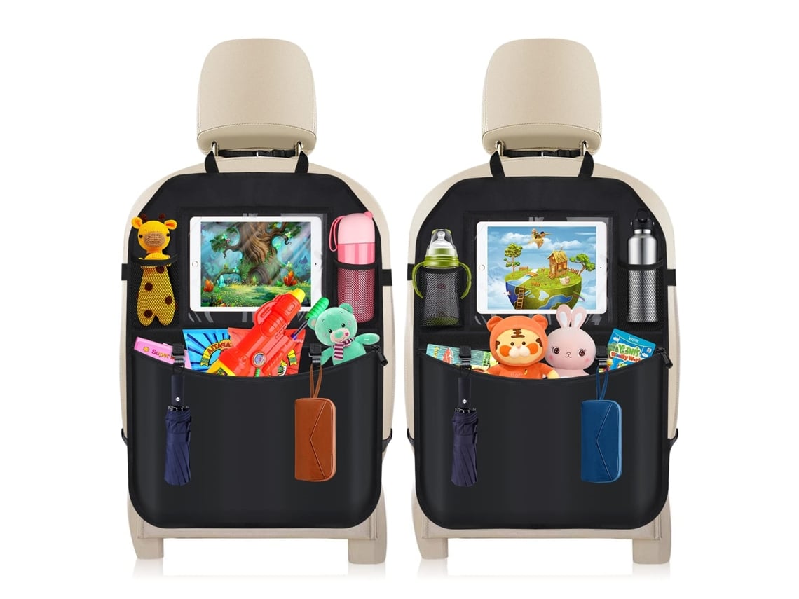 Capa Para Assento De Carro Com 2 Peças Com Bolso Transparente Para Tablet E Vários Bolsos Para Brinquedos/livros/garrafas Brilvibera