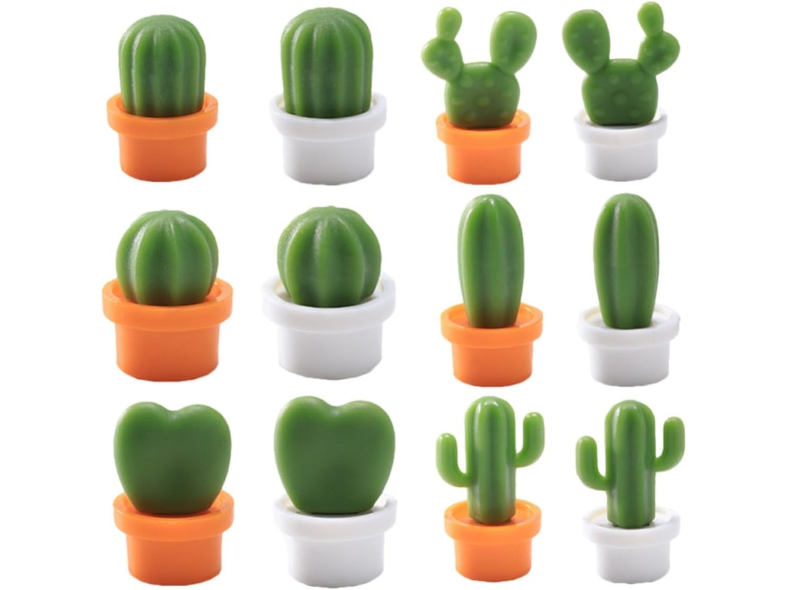 Ímãs De Geladeira Osaladi Em Formato Cacto Verde, Conjunto De 12 Peças Design Adorável E Prático Em Abs Para Decoração