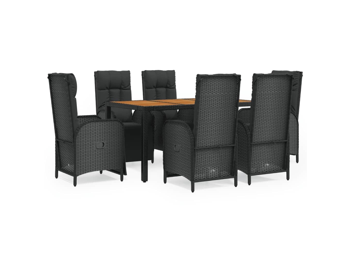 Garden Dining Set, Garden Dining Sets Vidaxl Preto Rattan / Vime (mesa Com 150 Cm De Comprimento)