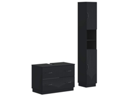 Vidaxl Conjunto De Armário De Banheiro Com 2 Peças Hoorn Preto