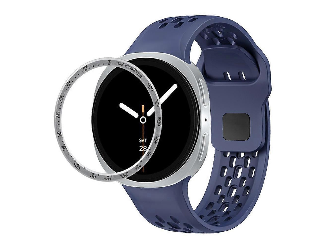 Pulseira De Silicone Preta Com Bisel Giratório E Zíper Invertido.