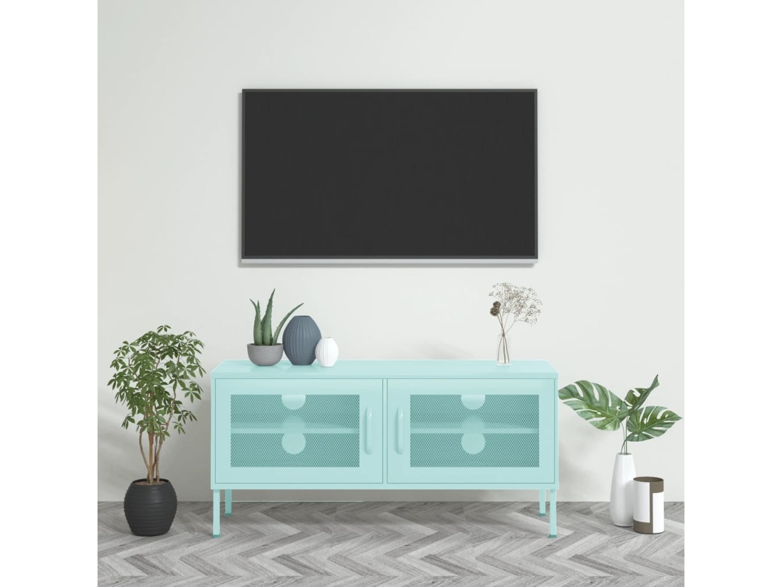 Vidaxl Móvel De Tv Aço 105x35x50 Cm Verde-hortelã