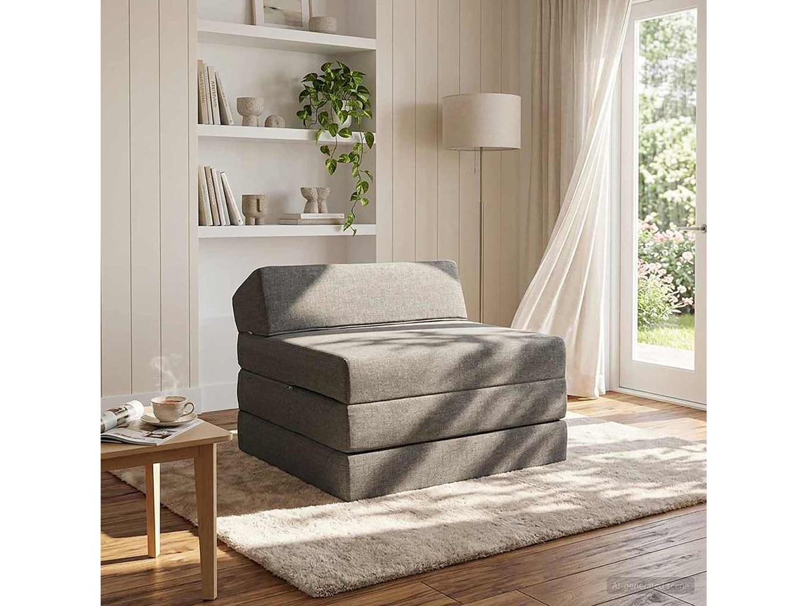 Vidaxl Sofá Cama Dobrável Cinzento-claro 200 X 70 X 10 Cm Tecido