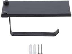 Porta Papel Higiênico, Suporte Para Celular No Banheiro, Aço Inoxidável 304, Preto, Antiferrugem, Resistente Ao Desgaste