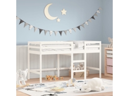 Cama Alta P/ Criança C/ Escada 90x190 Cm Pinho Maciço Branco