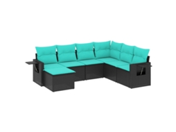 Conjunto de Sofá de Jardim, 7 Peças, Almofadas, Rattan Preto MAISON EXCLUSIVE