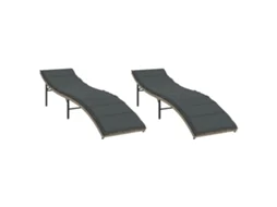 Conjunto de Espreguiçadeiras com Almofadões 2 Peças Vime Pe Cinzento Claro MAISON EXCLUSIVE