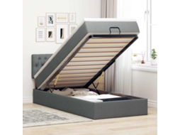 Estrutura cama otomana colchão 90x190 cm tecido cinzento escuro