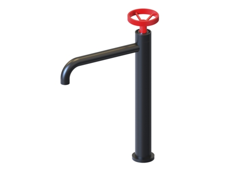 Torneira de Lavatório Alta K2O Chillout Delta 23X6,7X37Cm Torneira Monocomando com Arejador Embutido e Cartucho de Cerâmica Preto e Vermelho