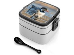 Marmita Bento Loon Nature Birds Empilhável Para Adultos, À Prova De Vazamentos, Tamanho Grande, Com Fechamento E Colher